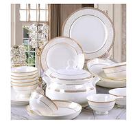 YNIYUJKL Kitchen Dinnerware Set, Family Party Dinner Set, 56Pcs Ceramic Dinnerware Set Bone China Tableware Dishes Plates Ceramic Combination Dinner Service Set,56 Standard Palace