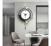 YNIYUJKL Large Wall Clocks for Living Room, Silent Non-Ticking Metal Battery Operated, Big ative With Pendulum for Bedroom Kitchen Office Home,43×66cm,One Color-43×66cm