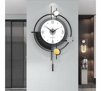 YNIYUJKL Large Wall Clocks for Living Room, Silent Non-Ticking Metal Battery Operated, Big ative With Pendulum for Bedroom Kitchen Office Home,43×66cm,One Color-47×71cm