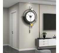 YNIYUJKL Large Wall Clocks for Living Room, Silent Non-Ticking Metal Battery Operated, Big ative With Pendulum for Bedroom Kitchen Office Home,43×66cm,One Color-38×58cm