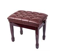 YNIYUJKL Leather Piano Bench Adjustable Deluxe Padded Piano Stool Single Seat Piano Stool Concert Piano Bench With Pu Leather Seat Sturdy Wooden Legs/Teakwood Brown,Reddish Brown