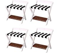 YNIYUJKL Luggage Rack Folding Solid Wood Luggage Rack W 4 Support Straps, 2 Tiered Suitcase Rack, Easy Assembly, Size L60 X W50 X H65Cm,4pcs