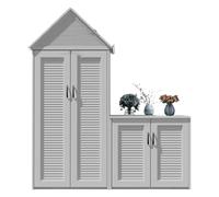 YNIYUJKL Metal Outdoor Storage Shed, Waterproof Outdoor Sheds, Outside Vertical Tall Tool Shed for Storing Mower, Watering Hose, Patio Lawn Backyard,White