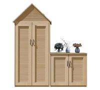 YNIYUJKL Metal Outdoor Storage Shed, Waterproof Outdoor Sheds, Outside Vertical Tall Tool Shed for Storing Mower, Watering Hose, Patio Lawn Backyard,Wood