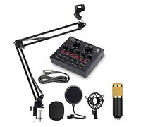 YNIYUJKL Microphone Kits With Filter V8 Sound Card Condenser Microphone Bundle Record Ktv Karaoke Smartphone Microphone With Adjustable Scissor Arm Stand Shock Mount