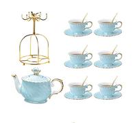YNIYUJKL Nordic Light Luxury Bone China Coffee Cup Coffee Pot Set British Ceramic Afternoon Tea Tea Set Water Set With Tray Housewarming Gift,A