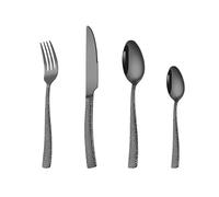 YNIYUJKL Silverware Flatware Set, 4/16/24/32/40/48 Pieces Stainless Steel Water Cube Tableware Hotel Tableware Steak Knife Fork Spoon,Black-4 Pieces for 1