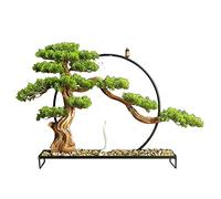YNIYUJKL Simulation Tree Artificial Plants Bonsai Pine Tree Bonsai Feng Shui Tree Office Zen Ornaments With Incense Holder For Healing And Luck Artificial Bonsai Tree,Green-a