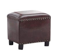YNIYUJKL Small Black Leather Ottoman Footrest Stool Upholstered Footstool Pouf - Solid Wood Seat For Living Room Bedroom, Small Space,Coffee-L