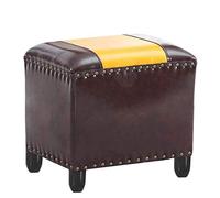 YNIYUJKL Small Black Leather Ottoman Footrest Stool Upholstered Footstool Pouf - Solid Wood Seat For Living Room Bedroom, Small Space,A-S