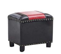 YNIYUJKL Small Black Leather Ottoman Footrest Stool Upholstered Footstool Pouf - Solid Wood Seat For Living Room Bedroom, Small Space,D-L