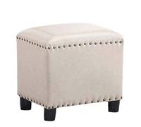 YNIYUJKL Small Black Leather Ottoman Footrest Stool Upholstered Footstool Pouf - Solid Wood Seat For Living Room Bedroom, Small Space,Beige-S