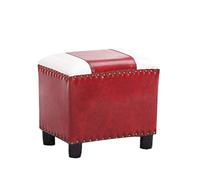 YNIYUJKL Small Black Leather Ottoman Footrest Stool Upholstered Footstool Pouf - Solid Wood Seat For Living Room Bedroom, Small Space,B-L