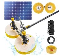 YNIYUJKL Solar Panel Cleaning Brush With Telescopic Rod And Double Rotating Head, Water Fed Window Cleaning Kit With Extended Pipe And Cord,-3.5M