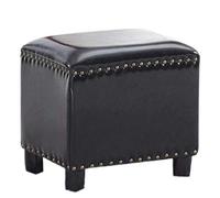 YNIYUJKL Square Leather Footrest Stool Ottoman Upholstered Footstool With Solid Wood Seat Ideal For Living Room Bedroom Small Spaces Stylish And Comfortable,Black-L