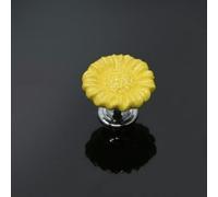 YNIYUJKL Sunflower Rural Ceramic Handle Knobs Single Hole Furniture Cabinet Cupboard Wardrobe Drawer Door Knob Pulls Room Decor,Yellow-Blue,Yellow