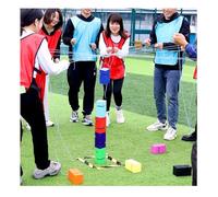YNIYUJKL Team Building Block Tower Games For Adults Work, Outdoor Activities Field Day Teamwork Block Stacking Game Kit,Red-5PCS