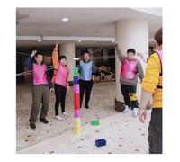 YNIYUJKL Team Tower Game Adults Work, Outdoor Activities Field Day Teamwork Block Stacking Games Kit For Improving Communication Skills,Red-5PCS