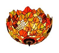 YNIYUJKL Tiffany-Style Semi-Ceiling Light 20-Inch Vintage Grapes Ceiling Lamp Stained Glass Ceiling Lamps For Living Room Bedroom Corridor Ceiling Light