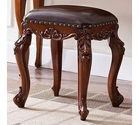 YNIYUJKL Vintage Ottoman Footstool With Carved Leather Cover Pu Leather Coffee Stool Large Footrest Mid-Century Style Accent Chair Ideal For Living Room & Bedroom