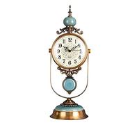 YNIYUJKL Vintage Table Clock Table Clock Tabletop Clock Antique Clock Jade Silent Home Study Desktop Ornaments Metal Ceramic 7 Inch Mantel Clocks For Living Room