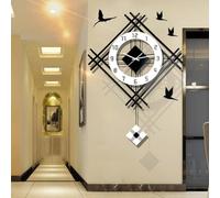 YNIYUJKL Wall Clocks for Living Room ative Battery Operated Silent Non-Ticking Modern Metal Quartz Wall Watch Clock for Bedroom Kitchen Office Home Bathroom, Black,45cm×65cm,55cm×75cm