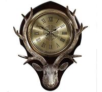 YNIYUJKL Wall Clocks Roman Numerals Living Room Nordic Retro-ated Silent Clock Big Deer Head Fashion 20 Inches