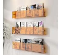 YNIYUJKL Wall Mount Acrylic Magazine Rack Clear Brochure Holder,Wall Decor Display Stand/Catalog Literature Storage Rack for Home, Living Room, Office - 3 Colors ,Orange-40cm/15.7in