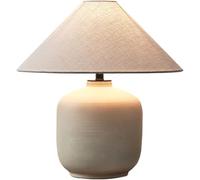 YNIYUJKL White Ceramic Table Lamp With Beige Fabric Shade Single E26 Base Push Button Switch Flicker Free Lighting For Bedroom