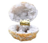 YNIYUJKL White Crystal Geode Druzy Ring Box Unique Agate Quartz Crystal Cluster Healing Gemstone Jewelry Display Decoration For Proposal, Engagement, Wedding, Keepsake,5,One Color-5~6cm
