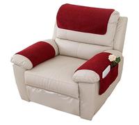 YNJJKA Armrest Chair Covers Office Gaming Reclining Sofa Recliner Headrest Cover 4 3 2 1 Seater For Armchair Protector, Non-Slip Faux Wool Couch Armchairs Pets Furniture(Burgundy,Short 1 Seat 3-pcs)