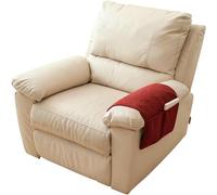 YNJJKA Armrest Chair Covers Office Gaming Reclining Sofa Recliner Headrest Cover 4 3 2 1 Seater For Armchair Protector, Non-Slip Faux Wool Couch Armchairs Pets Furniture(Burgundy,With Pockets 1-pc)