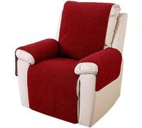 YNJJKA Armrest Chair Covers Office Gaming Reclining Sofa Recliner Headrest Cover 4 3 2 1 Seater For Armchair Protector, Non-Slip Faux Wool Couch Armchairs Pets Furniture(Burgundy,207 * 56 cm)