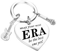 Ynkkvre Music Lover Keychain Gifts, Personalised Music Keychain, Stainless steel Mini Guitar Microphone Keychain, For Fans Teen Girls Daughter Women Cute Keychains(Sliver)