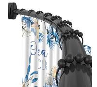 YNL Curved Shower Curtain Rod 35-82In(2.9-6.8Ft), Matte Black Rounded Rustproof Shower Rod for Bathroom Bathtub, Adjustable Arched Shower Rod, Never Rust|Extra Space|Non-Slip|Expandable|Need to Drill