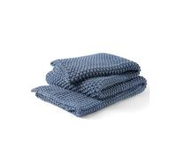 YnM Chunky Cotton Knit Throw Blanket, Cable Knit Throws for Bed Couch Sofa, Comfy & Relaxing, Decorative Piece for Farmhouse Modern Boho Rustic Scandinavian Chic Vibe, Denim Blue 80x87 Inches