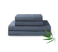 YnM Cooling Bed Sheet Set with 100 Percent Rayon Derived from Bamboo, 500TC Fabric with 2 Pillowcases and Flat Sheet, Deep Pocket Fit 19'', Silky-Soft & Sweat Wicking, 4 Piece (King, Blue Grey)
