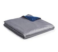 YnM Exclusive Cooling Rayon Derived from Bamboo & Cozy Velvet Dual-Sided Duvet for Weighted Blankets with 16 Strings (60''x80'') - Blue Grey