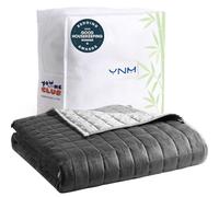 YnM Exclusive Weighted Blanket, Cooling Bamboo & Cozy Velvet Dual-Sided, Smallest Compartments with Glass Beads, Ideal for One Person of 190lbs on Queen/King Bed (60x80 Inches, 20 Pounds, Light Grey)