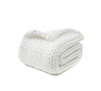 YNM Original Hand Knitted Throw Blanket | Soft, Breathable and Portable Medium-Weight Chunky Knit Throw for Couch, Sofa, Bed and More | Stylish Home Décor Piece (White, 100x130 cm)
