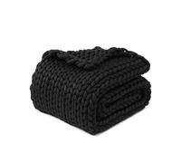 YNM Original Hand Knitted Throw Blanket | Soft, Breathable and Portable Medium-Weight Chunky Knit Throw for Couch, Sofa, Bed and More | Stylish Home Décor Piece (Black, 100x130 cm)