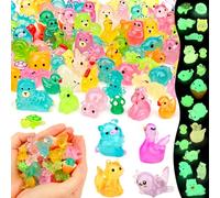 YNMEacc 150Pcs Luminous Resin Animals, 32 Mixed Tiny Figurines Glow in Dark