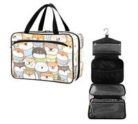 YNNALE Travel Toiletry Bag for Woman/Men, Black and Red Cherry Fruit Cherries Hanging Organizer Bag with Pockets Portable Folding Travel Case Bags for Makeup Cosmetic Toiletries Storage Traveling-M