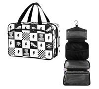 YNNALE Travel Toiletry Bag for Woman/Men, Black and Red Cherry Fruit Cherries Hanging Organizer Bag with Pockets Portable Folding Travel Case Bags for Makeup Cosmetic Toiletries Storage Traveling-M