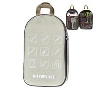 Ynnhik Camp Utensil Storage | Oxford Camping Kitchen Tool Bag | Outdoor Cutlery Organization Pack for Adults, Men, Women, Adults, Khaki, Se référer au descriptif, Refer to description