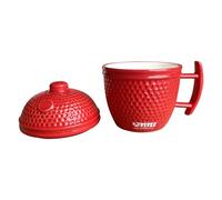 YNNI Ceramic Kamado Style Mug with Lid Red with YNNI Logo TQMGRE