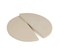 YNNI KAMADO Pair (2) Extra Thick High Temperature Half Moon Pizza Stones Heat Deflector BBQ 38cm TQHMPS38