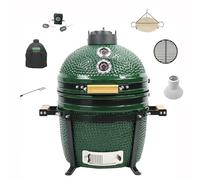 YNNI KAMADO TQTT15GR 15.7" Free Standing Kamado Bundle Grill, GREEN, BBQ, Ceramic, Egg, Smoker, Bundle with Extras TQTT15GR