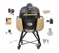 YNNI KAMADO TQTT23BL XL 23" Grill, Black,Chipfeeder, Bundle, BBQ, Ceramic, Egg, Smoker, TQTT23BL