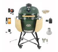 YNNI KAMADO TQTT23GR XL 23" Grill, Green,Chipfeeder, Bundle, BBQ, Ceramic, Egg, Smoker, TQTT23GR